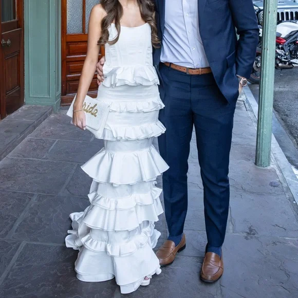 V. Chapman Milano Set 0 ruffle set removable train corset top - Picture 5 of 6